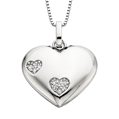 sterling silver & diamond heart necklace