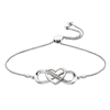 sterling silver & cubic zirconia cz infinity heart bolo bracelet