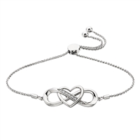 sterling silver & cubic zirconia cz infinity heart bolo bracelet