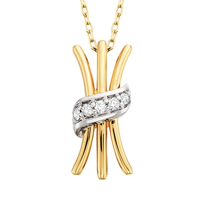 14k yellow & white gold two tone diamond embrace necklace