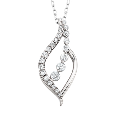 14k white gold cascading diamonds necklace