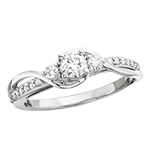 14k white gold 3 stone diamond engagement ring