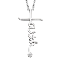 sterling silver & diamond faith necklace