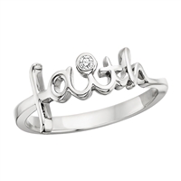 sterling silver faith diamond ring