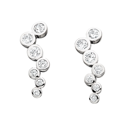 sterling silver & cubic zirconia cz bubble earrings