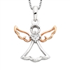sterling silver & rose gold plated diamond guardian angel necklace