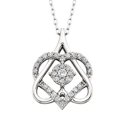 10k white gold & diamond embraceable you heart necklace