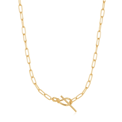 Ania Haie forget me knot gold knot t-bar chain necklace