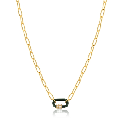 Ania Haie bright future gold forest green enamel carabiner necklace
