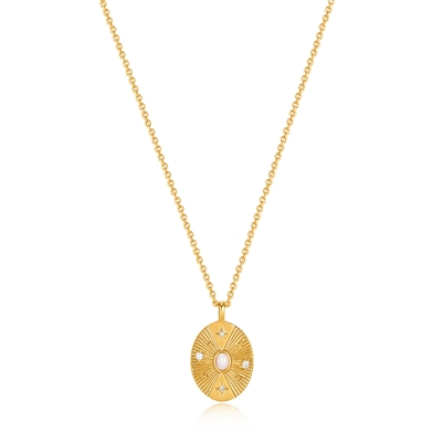 Ania Haie rising star gold scattered stars Kyoto opal disc necklace