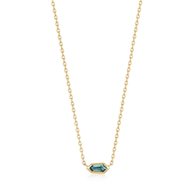 Ania Haie dance til dawn gold teal sparkle emblem chain necklace