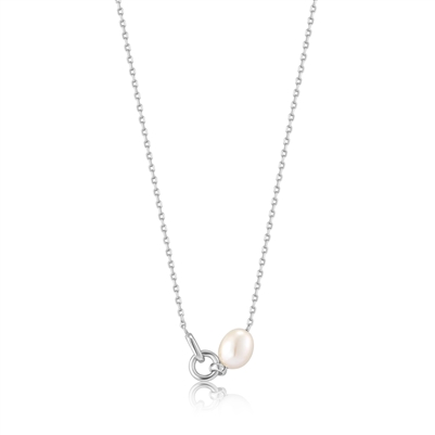 Ania haie pearl power pearl link chain silver necklace