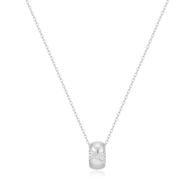 Ania Haie tide echo silver puffed rivulet cz pave necklace