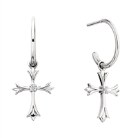 sterling silver & diamond cross earrings