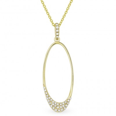 14k yellow gold diamond oval necklace