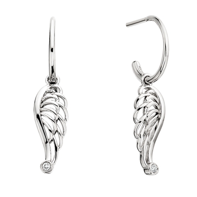 sterling silver & diamond angel wing earrings