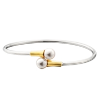 Swarovski pearl sterling silver & yellow gold plated bangle bracelet