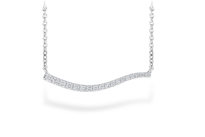 14k white gold curved bar diamond necklace