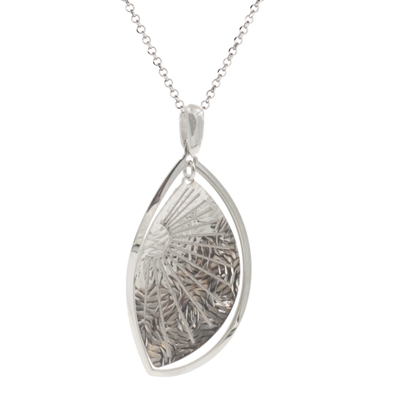 Frederic Duclos sterling silver Sunray leaf necklace