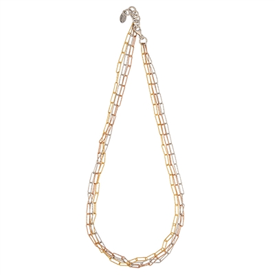 Frederic duclos sterling silver with rose gold & yellow gold plating urban rectangle necklace