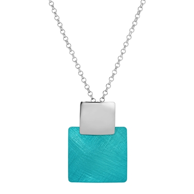 Frederic Duclos sterling silver ocean blue square necklace