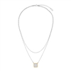 frederic duclos sterling silver & yellow gold plating textured square double strand necklace