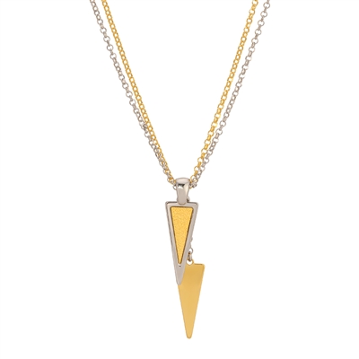 frederic duclos sterling silver & yellow gold plated double triangle necklace