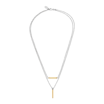 frederic duclos sterling silver & yellow gold plated double strand bar necklace