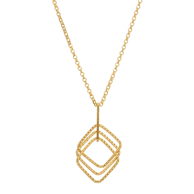 frederic duclos sterling silver & yellow gold plated triple square necklace