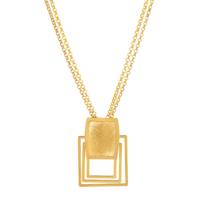 frederic duclos sterling silver & yellow gold plated rectangle echo necklace
