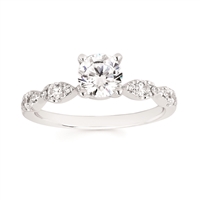 14k white gold diamond engagement ring semi-mount