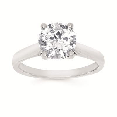 14k white gold lab grown round diamond solitaire engagement ring