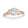 14k white & rose gold round cut engagement ring set