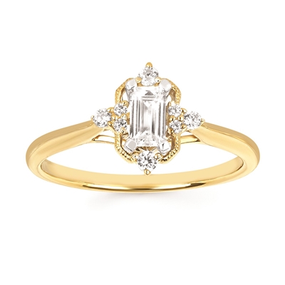 14k yellow gold emerald engagement ring
