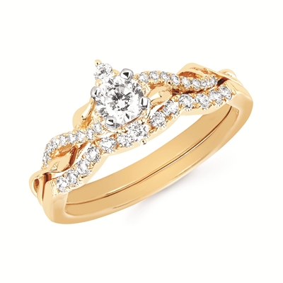 14k yellow gold round center celebration diamond engagement ring