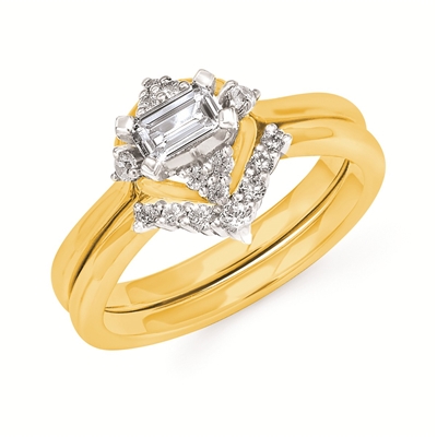14k yellow gold emerald cut engagement set