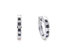 14k white gold sapphire & diamond hoop earrings