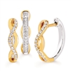 10k white & yellow gold two tone reversible diamond hoop earrings