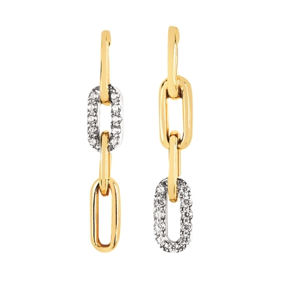 14k yellow gold diamond drop paperclip earrings