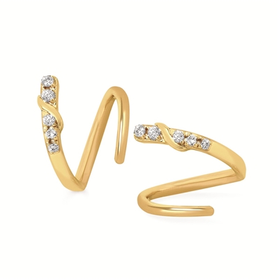 14k yellow gold diamond hoop wrap earrings