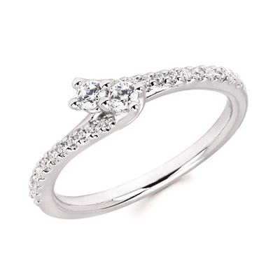 2Us 2 Stone Diamond Bypass Ring