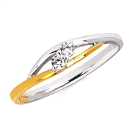 10k white & yellow gold two tone two diamond ring