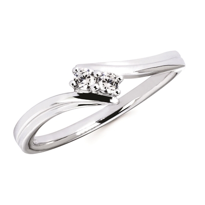 10k white gold 2 stone diamond ring