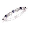 14k white gold sapphire & diamond stackable band ring