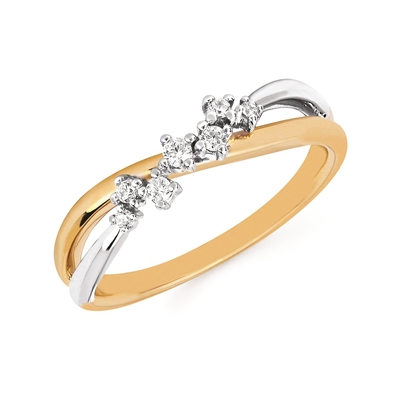 14k white & yellow gold two tone diamond fashion ring