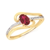 14k white & yellow gold two tone genuine ruby & diamond ring