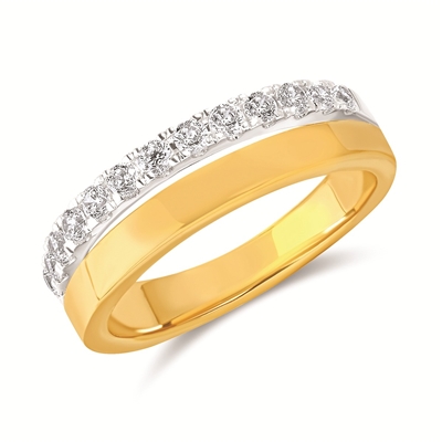 14k white & yellow gold diamond fashion stackable ring