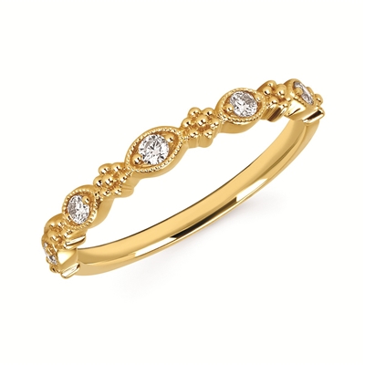 14k yellow gold flower diamond stackable ring