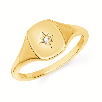 14k yellow gold diamond signet ring