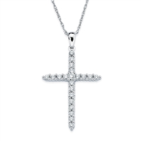 White Gold & Diamond Cross Necklace